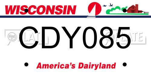 CDY085 Wisconsin License Plate