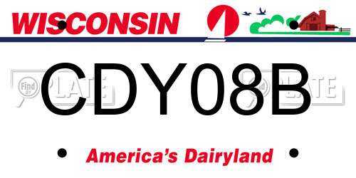 CDY08B Wisconsin License Plate
