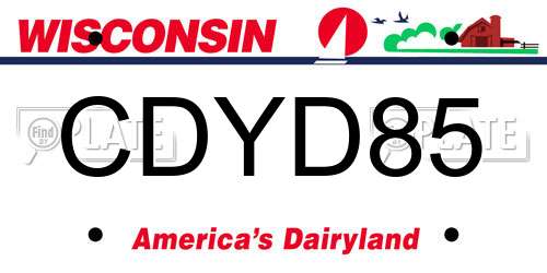 CDYD85 Wisconsin License Plate