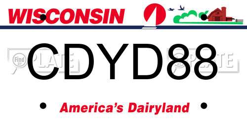 CDYD88 Wisconsin License Plate