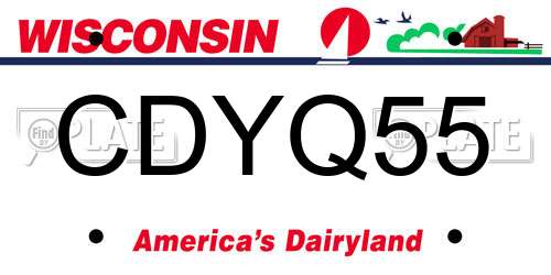 CDYQ55 Wisconsin License Plate