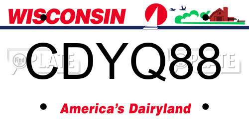 CDYQ88 Wisconsin License Plate