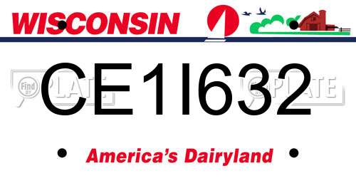 CE1I632 Wisconsin License Plate