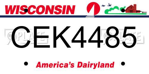 CEK4485 Wisconsin License Plate