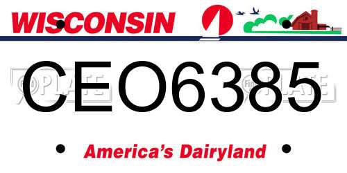 CEO6385 Wisconsin License Plate