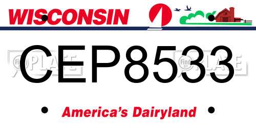 CEP8533 Wisconsin License Plate