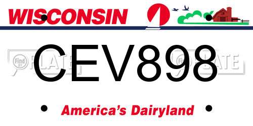 CEV898 Wisconsin License Plate