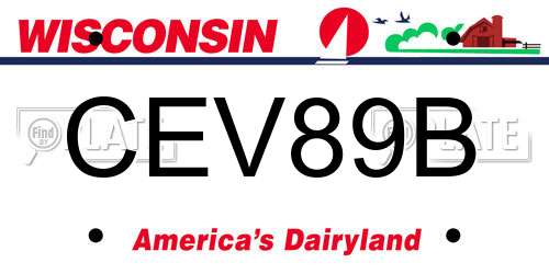 CEV89B Wisconsin License Plate