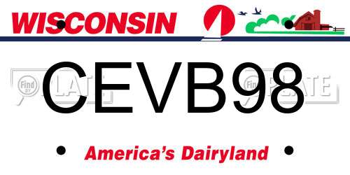 CEVB98 Wisconsin License Plate