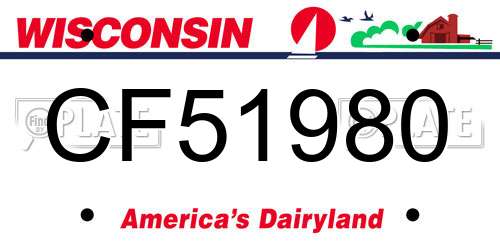 CF51980 Wisconsin License Plate