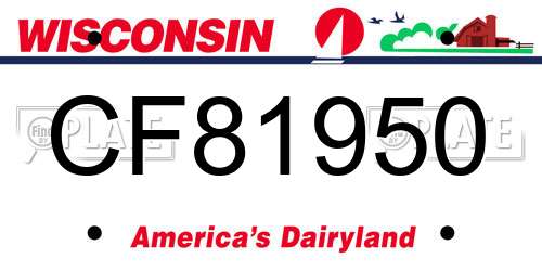 CF81950 Wisconsin License Plate