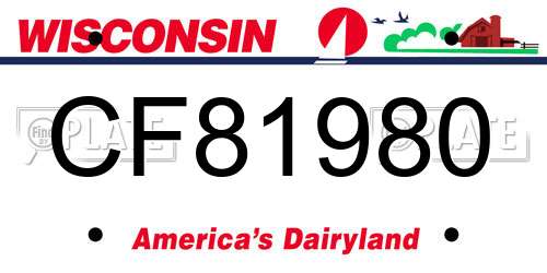 CF81980 Wisconsin License Plate