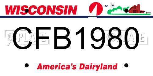 CFB1980 Wisconsin License Plate