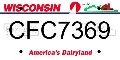 CFC7369 Wisconsin License Plate