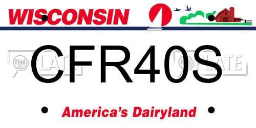 CFR40S Wisconsin License Plate