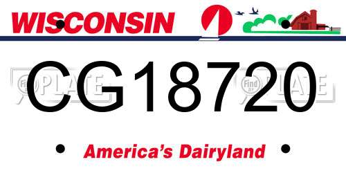 CG18720 Wisconsin License Plate