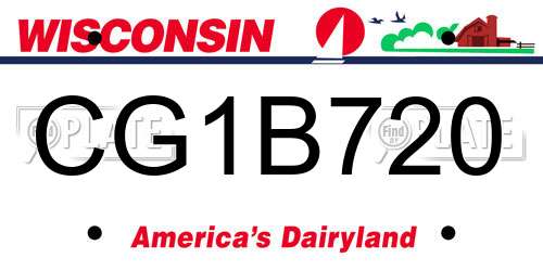 CG1B720 Wisconsin License Plate