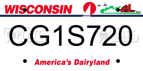 CG1S720 Wisconsin License Plate