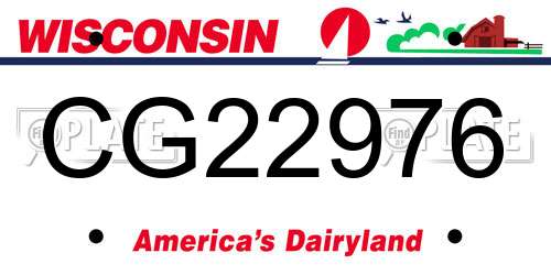CG22976 Wisconsin License Plate