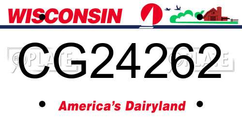 CG24262 Wisconsin License Plate