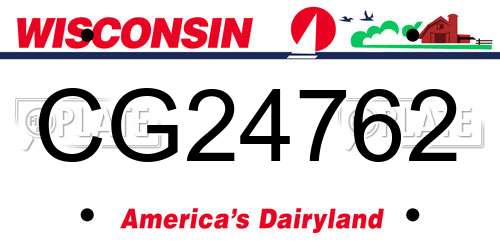 CG24762 Wisconsin License Plate