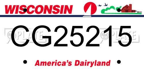 CG25215 Wisconsin License Plate
