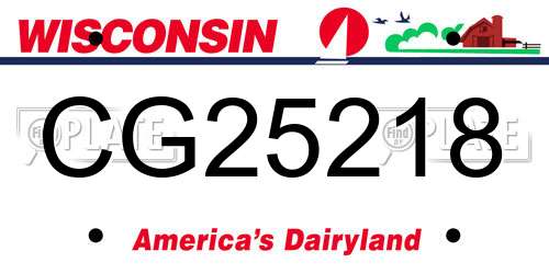 CG25218 Wisconsin License Plate