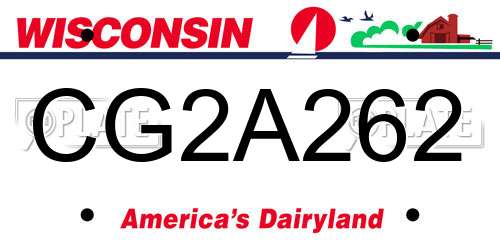 CG2A262 Wisconsin License Plate