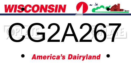 CG2A267 Wisconsin License Plate