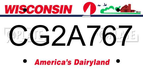 CG2A767 Wisconsin License Plate