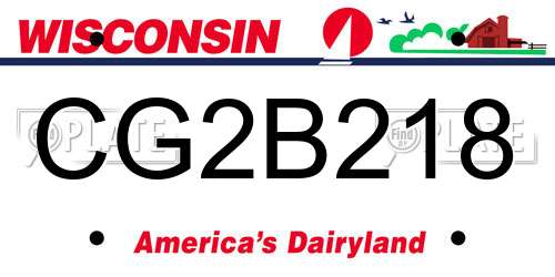 CG2B218 Wisconsin License Plate