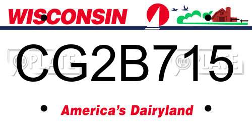 CG2B715 Wisconsin License Plate