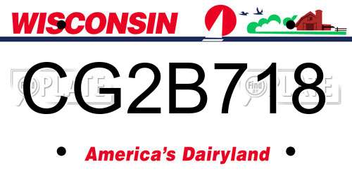 CG2B718 Wisconsin License Plate