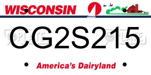 CG2S215 Wisconsin License Plate