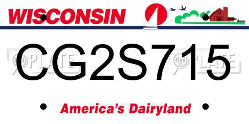 CG2S715 Wisconsin License Plate