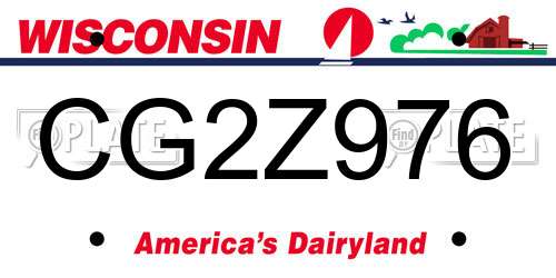 CG2Z976 Wisconsin License Plate