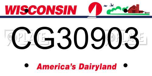 CG30903 Wisconsin License Plate