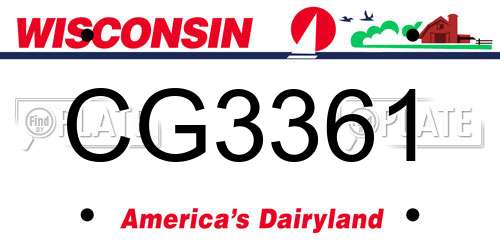 CG3361 Wisconsin License Plate