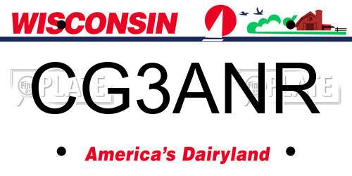 CG3ANR Wisconsin License Plate