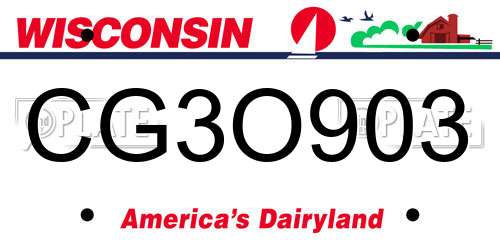 CG3O903 Wisconsin License Plate