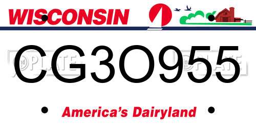 CG3O955 Wisconsin License Plate