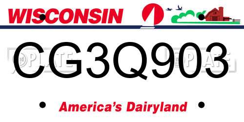 CG3Q903 Wisconsin License Plate