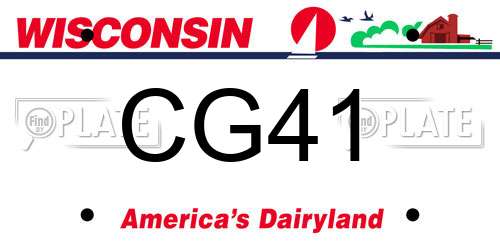 CG41 Wisconsin License Plate