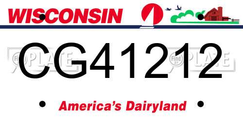 CG41212 Wisconsin License Plate