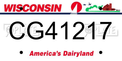 CG41217 Wisconsin License Plate