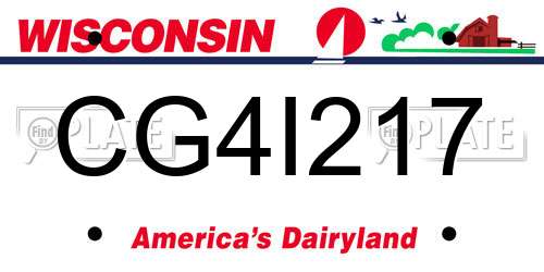 CG4I217 Wisconsin License Plate