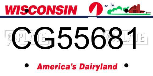 CG55681 Wisconsin License Plate