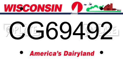 CG69492 Wisconsin License Plate
