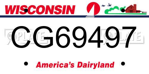 CG69497 Wisconsin License Plate