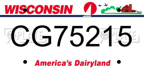 CG75215 Wisconsin License Plate